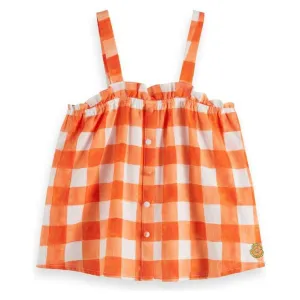 Checked Linen Blend Top