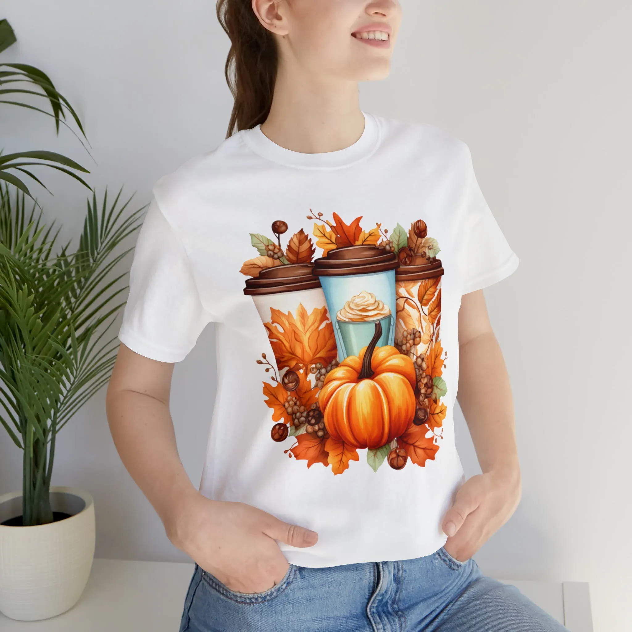 Coffee & Fall T-Shirt | Fall Coffee Time Tee |  Bella Canvas 3001 Unisex |  Thanksgiving Season Short Sleeve Tshirt