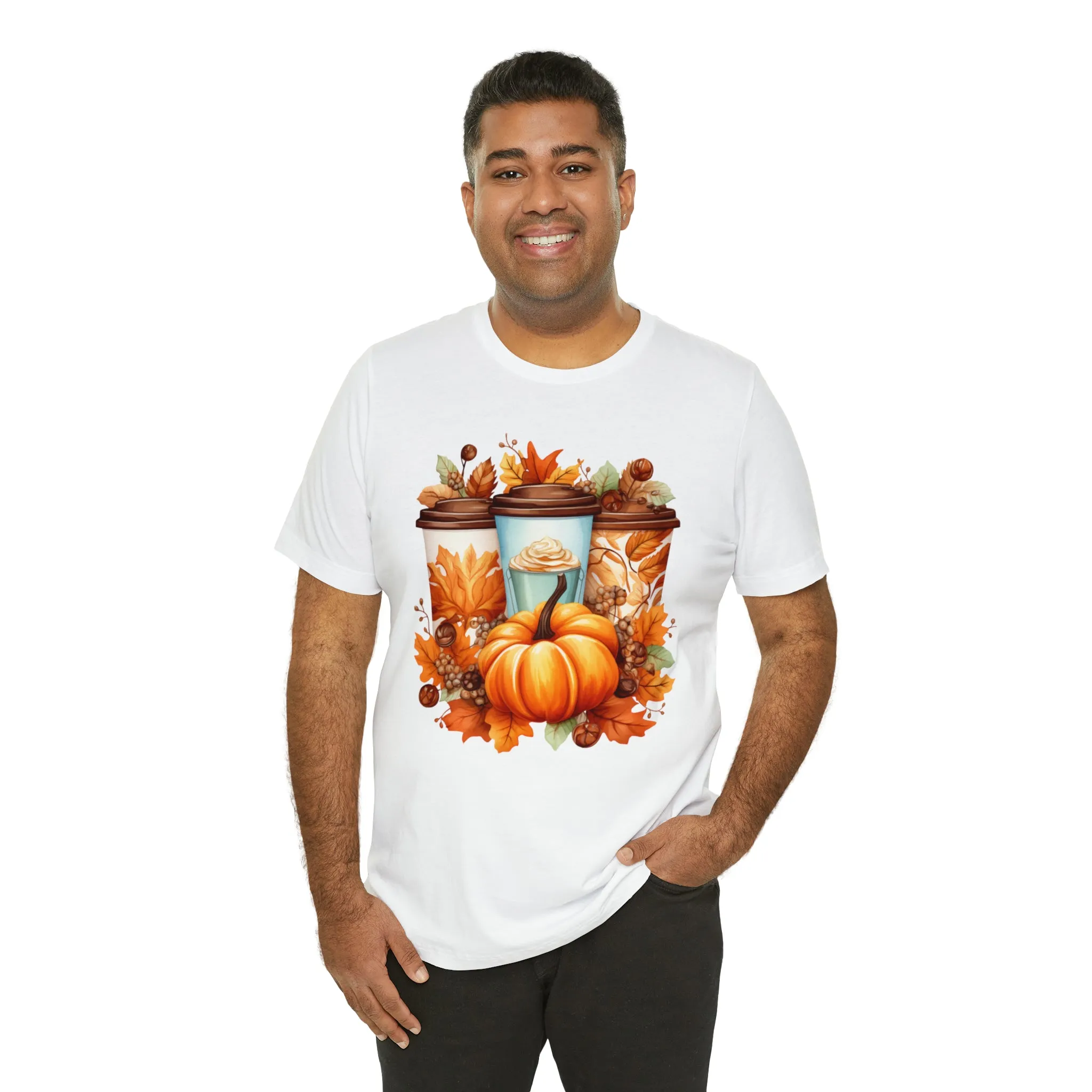 Coffee & Fall T-Shirt | Fall Coffee Time Tee |  Bella Canvas 3001 Unisex |  Thanksgiving Season Short Sleeve Tshirt