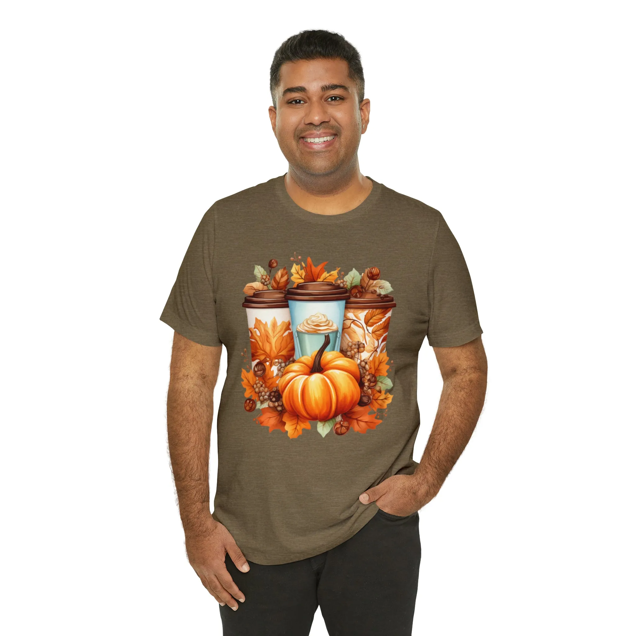 Coffee & Fall T-Shirt | Fall Coffee Time Tee |  Bella Canvas 3001 Unisex |  Thanksgiving Season Short Sleeve Tshirt