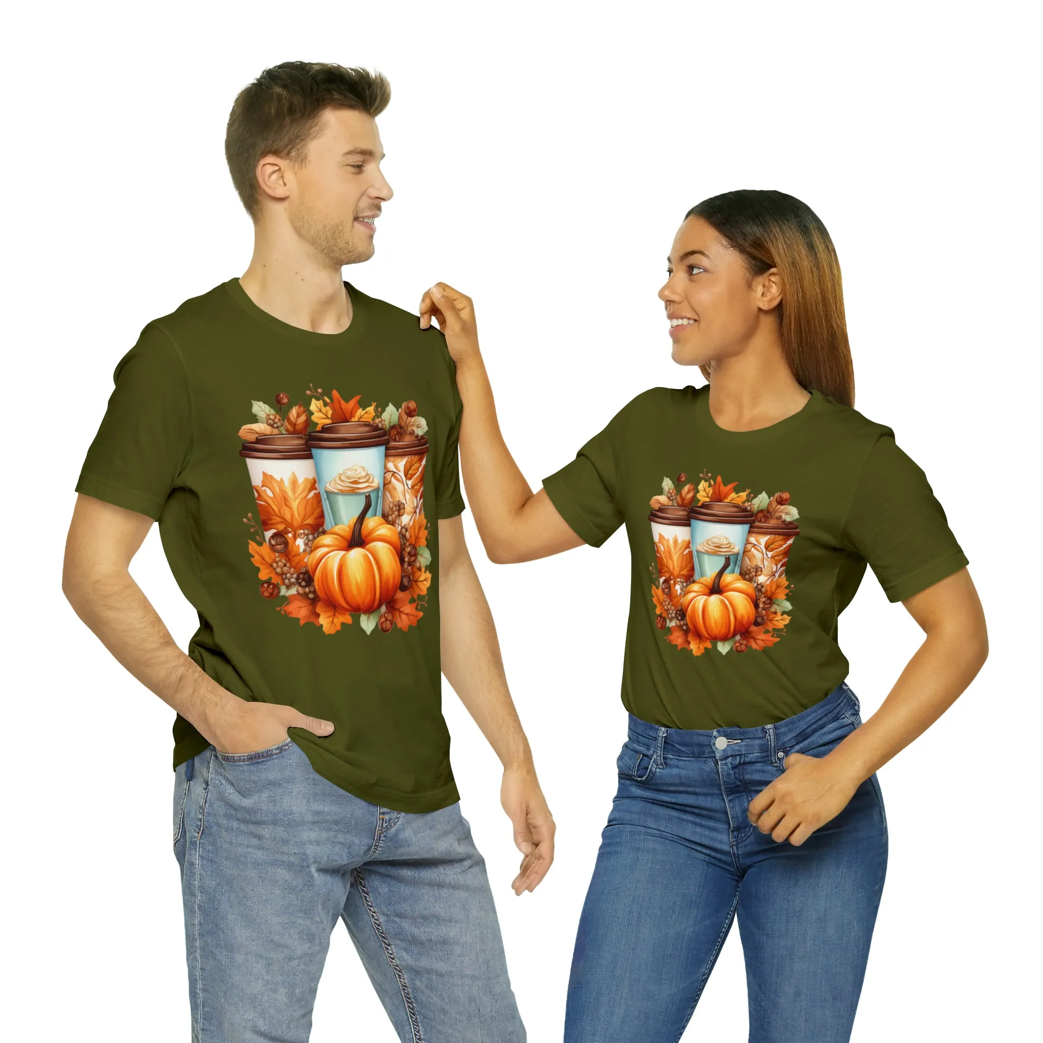 Coffee & Fall T-Shirt | Fall Coffee Time Tee |  Bella Canvas 3001 Unisex |  Thanksgiving Season Short Sleeve Tshirt