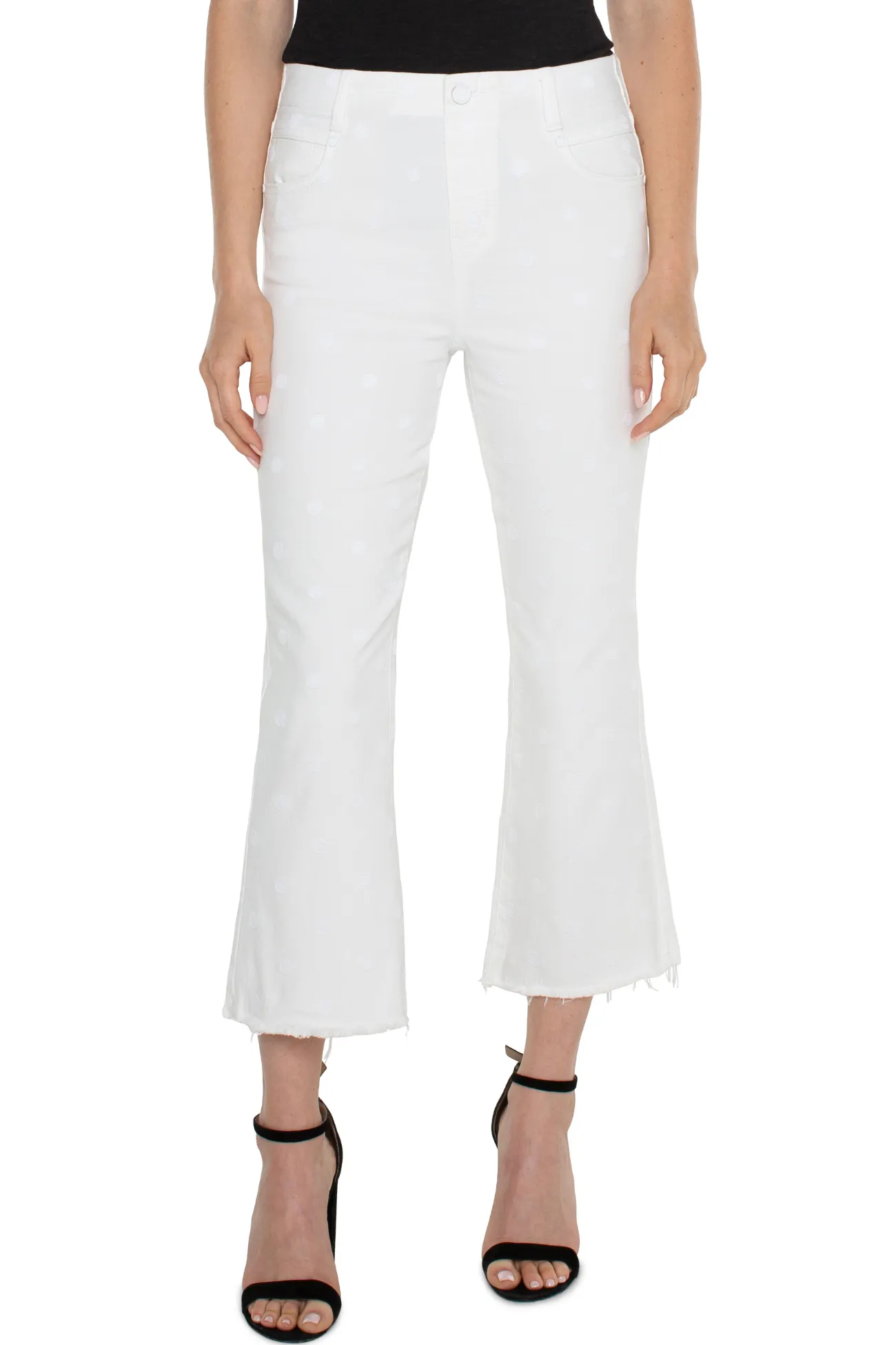 Liverpool Bright White Polka Dot Gia Glider Crop Flare