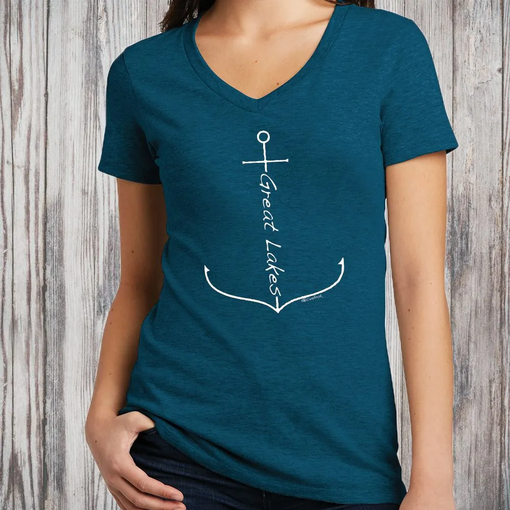 "Great Lakes Anchor" Women's V-Neck