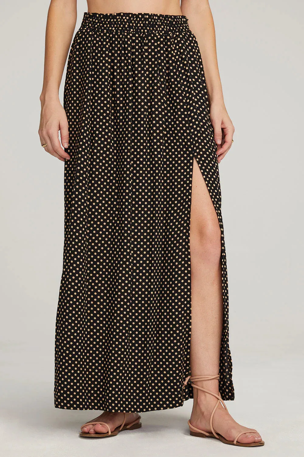 The Delvie Skirt by Saltwater Luxe - Black Polka Dot