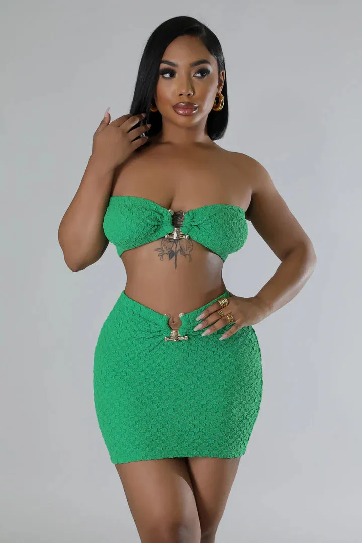 Women's Plush Pattern Fitted Mini Skirt Set